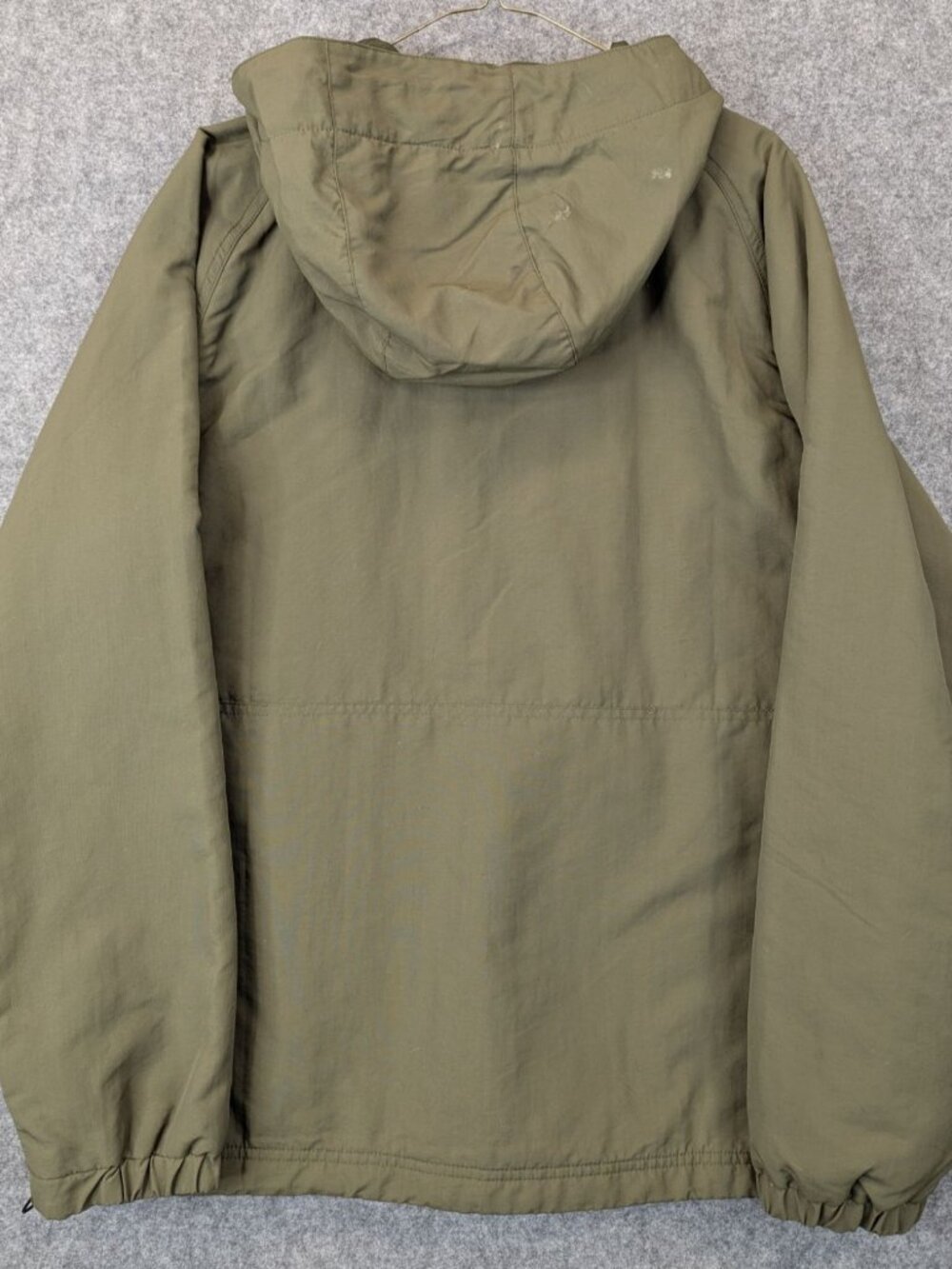 L.L.Bean Mens Medium Olive Green Packable Windbreaker Anorak Jacket - Picture 7 of 8